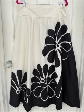 FARM Rio Cream and Black Floral Maxi Skirt